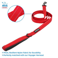 Voyager Step-in Plush Dog Harness  Soft Plush, Step in Vest Harness and Reflective Dog 5 ft Leash Combo with Neoprene Handle for Small and Medium Dogs by Best Pet Supplies -Set (Red Plush), S