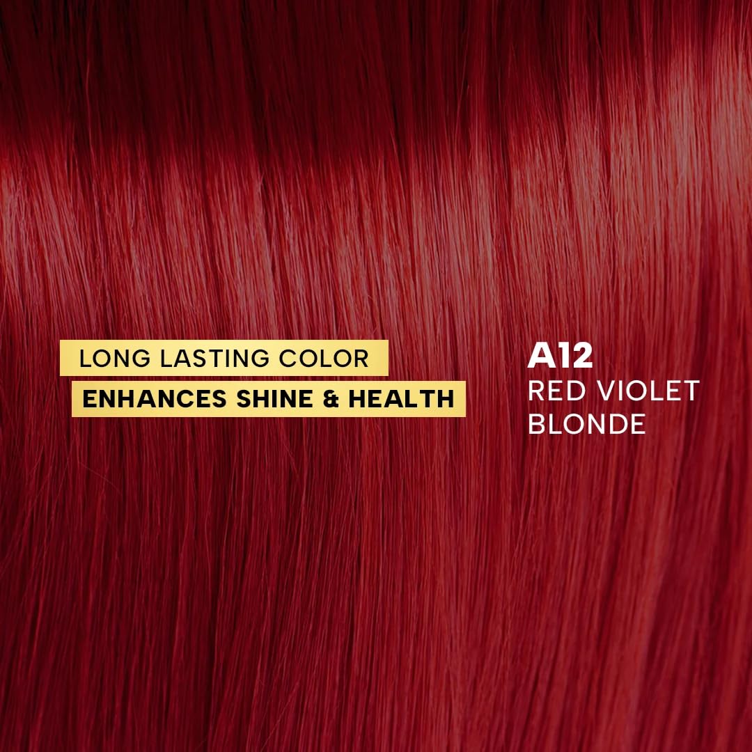 Berina Professional | Permanent Hair Color Cream | 60gm | A12 Red Violet Blonde | Long Lasting Color