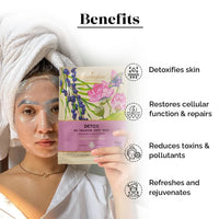 LuxaDerme Detox Bio Cellulose Sheet Mask | Detoxifies & Firms Skin | Anti-Pollution | All skin types | 100% Fermented Coconut Jelly (Pack of 1)