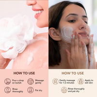 Botanic Hearth Oat & Niacinamide Face Wash and British Rose & Almond Body Wash (Pack of 2) for Men and Women