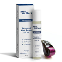 Man Matters Advanced Beard&Hair Serum Roll On 25Ml With Derma Roller 0.5 Mm|Redensyl,Anagain,Aminexil&Rosemary|Reactivates Hair Cells,Improves Beard&Hair Density&Promotes Thicker Growth, 50 Grams