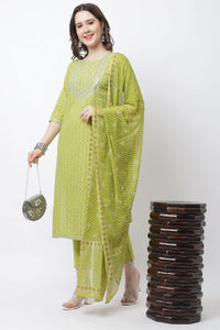 Rajnandini Women's  Pure Jaipur Printed Cotton Jaipuri Printed Kurta Set With Dupatta (JOPLVL281_Mehndi Green)