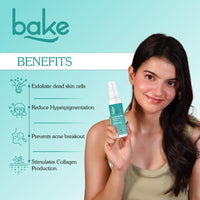 BAKE 10% Glycolic Acid Toner with Hyaluronic Acid | Targets Hyperpigmentation | Pore Tightening Toner for Face & Underarms | For Combination skin, Oily, Acne Prone skin | Alcohol Free Toner | 100ml