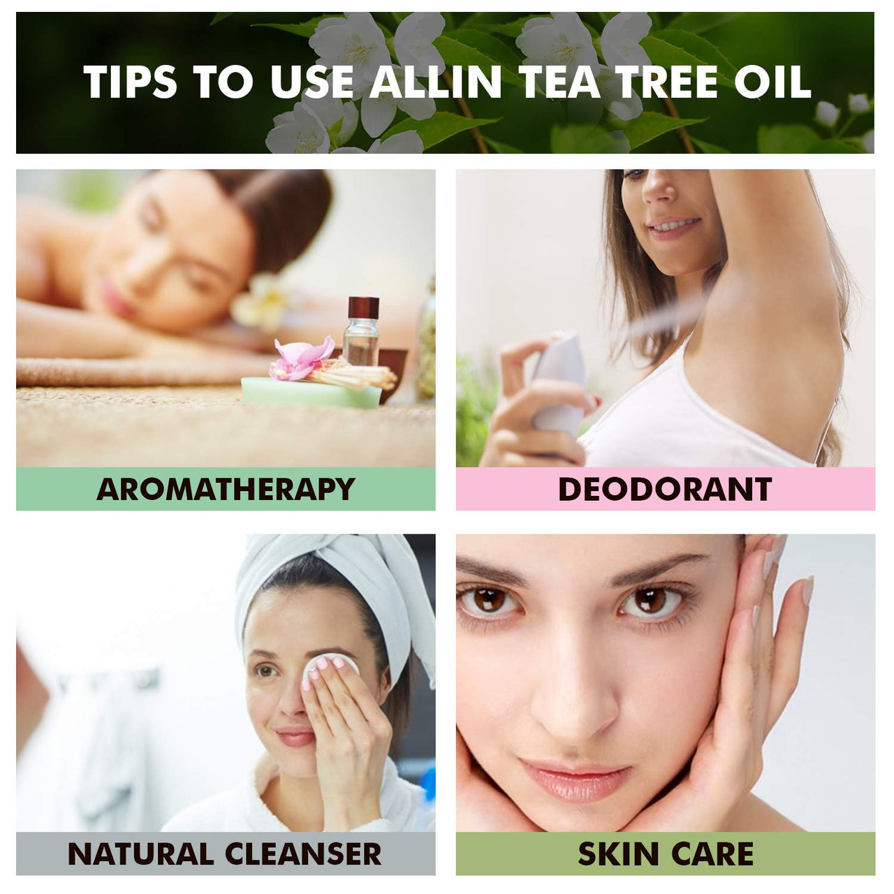Allin Exporters Tea Tree Essential Oil Undiluted & Pure Aromatherapy Therapeutic Grade for Healthy Skin Hair & Face (15 ML)