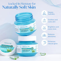 Meglow by Leeford | Nourishing Aloe Vera Gel | Intense Skin Hydration Formula | Aloe Vera Gel for Skin and Hair | Aloe Vera & Cucumber-based Moisturizing Gel for All Skin Types Pack of 2 (100g each)