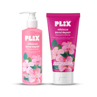 PLIX - THE PLANT FIX - Hibiscus Bond Repair Shampoo (200ml) + Conditioner (175ml) | Repairs Molecular Structure & Reduces Breakage | FiberHance™ & TechnoHYAL Hair Complex