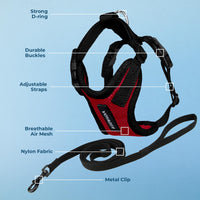 Voyager Step-in Lock Cat Harness w Reflective Cat Leash Combo Set with Neoprene Handle 5ft - Supports Small, Medium and Large Breed Cats by Best Pet Supplies - Red/Black Trim, XXS Harness Leash Set (Red/Black Trim) XXS (Chest: 11.5 - 14