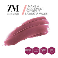 ZM Zayn & Myza Transfer-Proof Power Matte Finish Lip Colour I Smudge Proof & Water Resistant I Light Weight & Extremely Smooth Formula I Vegan - Rose Pink, 6 ml
