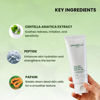 Mirabelle Korea Cica-Pep Intensive Peeling Gel 100ml | Gentle Exfoliation with Papain & Peptides | Soothing Centella Asiatica | Hydrating & Brightening Face Exfoliator | Korean Skincare for Men & Women