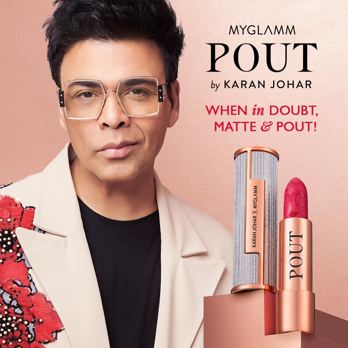 MyGlamm POUT by Karan Johar Intense Matte Plumping Lipstick - Controversial Pout (Fuschia Pink Shade) | Highly Pigmented, Long Lasting, Lightweight, Creamy Matte Lipstick For Lip Makeup (4g)