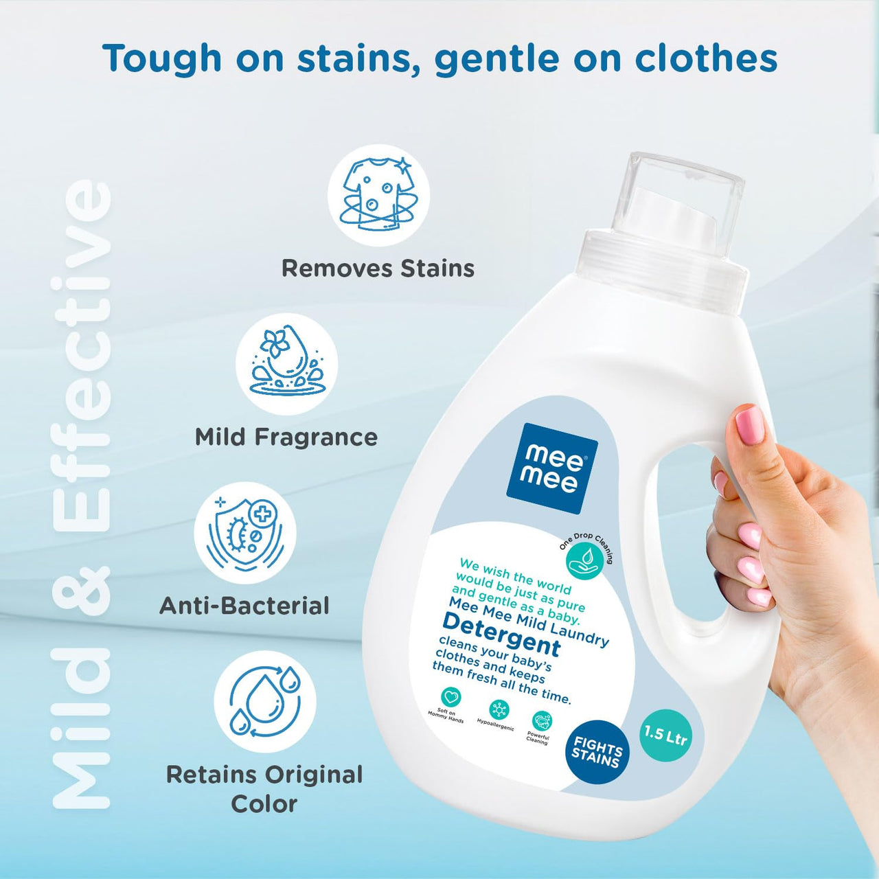 Mee Mee Mild Baby Liquid Laundry Detergent Refill Pack, 1.2L & Mee Mee Mild Baby Liquid Laundry Detergent, 1.5L