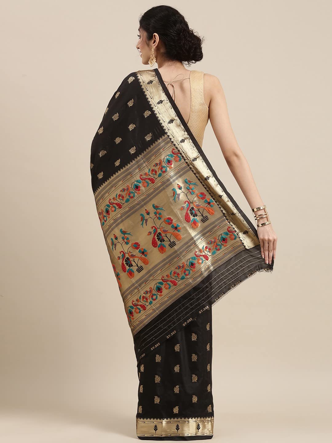 Pandadi Saree Women's  Paithani Silk Saree With Blouse Piece