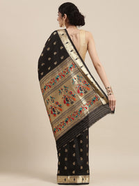 Pandadi Saree Women's  Paithani Silk Saree With Blouse Piece