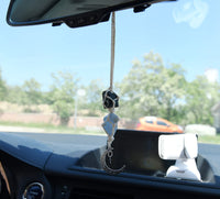 BOHO GARDEN Hanging Car Charm - Black Tourmaline & Blue Calcite - Dangling Moon & Healing Crystal Accessories, Rearview Mirror Decorations - Confidence, Calmness, Creativity, Protection, Communication Tourmaline-blue Calcite