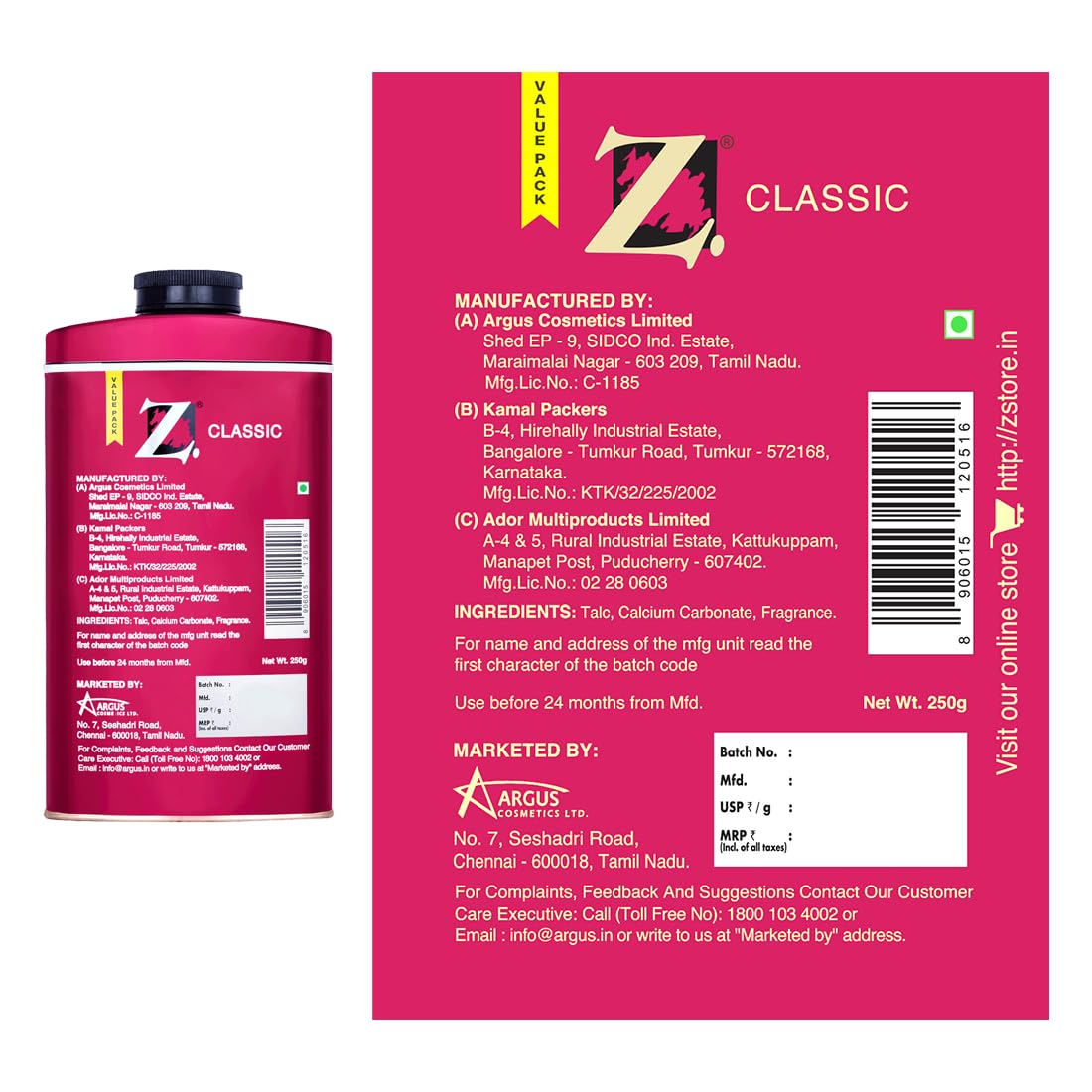 Z magnetism for men Z Magnetism Classic Deodorizing Talcum Powder for Men | Signature Woody & Musky Fragrance | Fights Body Odor & Ensures Long Lasting Freshness | Suitable for All Skin Types - 250g