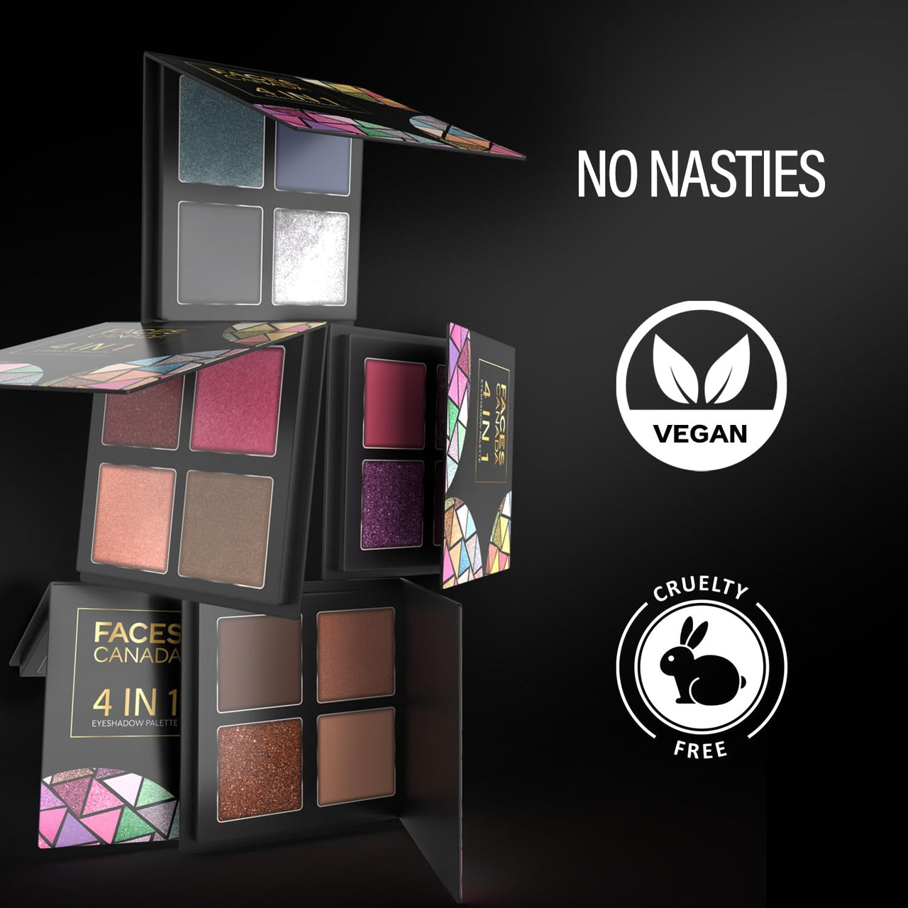 FACESCANADA 4 In 1 Quad Eyeshadow Powder Palette - Make'Em Envy 05,4.8G|Shimmer & Matte Shades|Satin Matte Finish Eye Shadow Quartet|Intense Pigt|Long Lasting|Vitamin E Enriched|Vegan,Multicolor