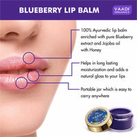 Vaadi Herbals Lip Balm, Blueberry, 10g