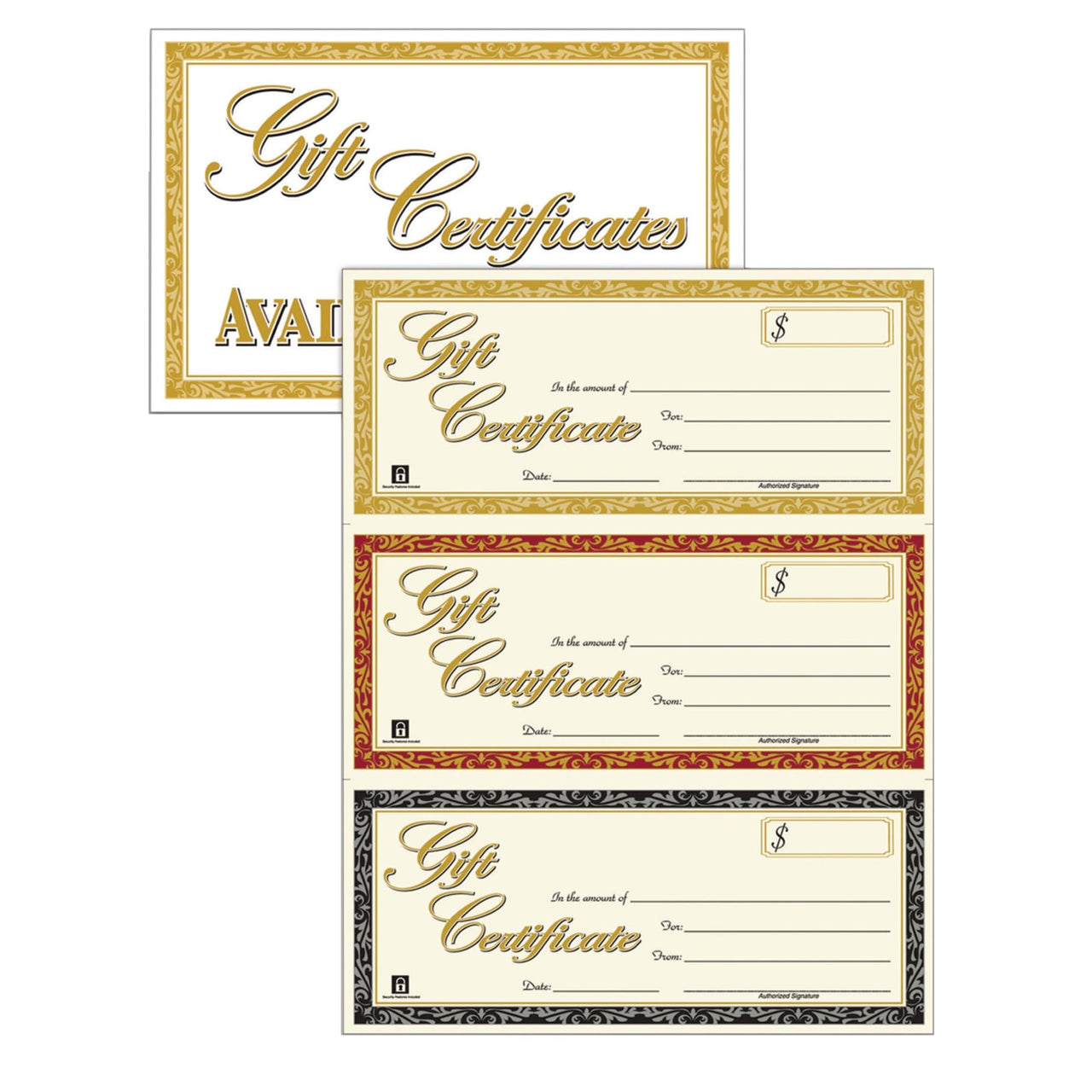 Adams Gift Certificates, Laser/Inkjet Compatible, 3-Up, 30 per Pack with Envelopes (GFTLZ),White
