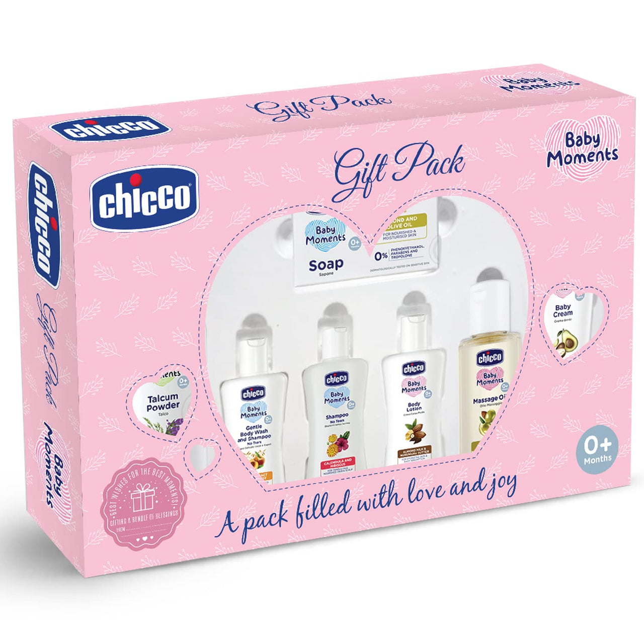 Chicco Baby Moments Caring Set Pink, Gift Set for Babies, 0m+