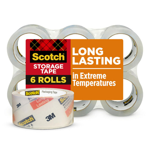 Scotch Long Lasting Storage Packing Tape, Clear, Storage Tape for Storing Away Christmas Decorations, 1.88 in x 54.6 yd,6 Rolls 6 Rolls