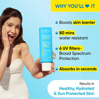 Dot & Key Blueberry Hydrate Barrier Repair Sunscreen Spf 50+,Pa++++|For Dry&Sensitive Skin|Non - Greasy Finish|No White Cast|Uv & Blue Light Protection|Broad Spectrum|For Women&Men|50G, 1 Count