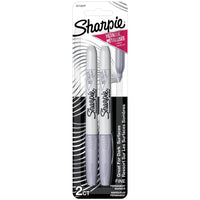 SHARPIE Metallic Permanent Markers, Fine Point, Silver, 2 Count