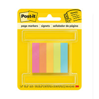 3M Post-it Page Markers, Assorted Colors, 1/2 in x 2 in, 100 Sheets/Pad, 5 Pads/Pack (670-5AN)