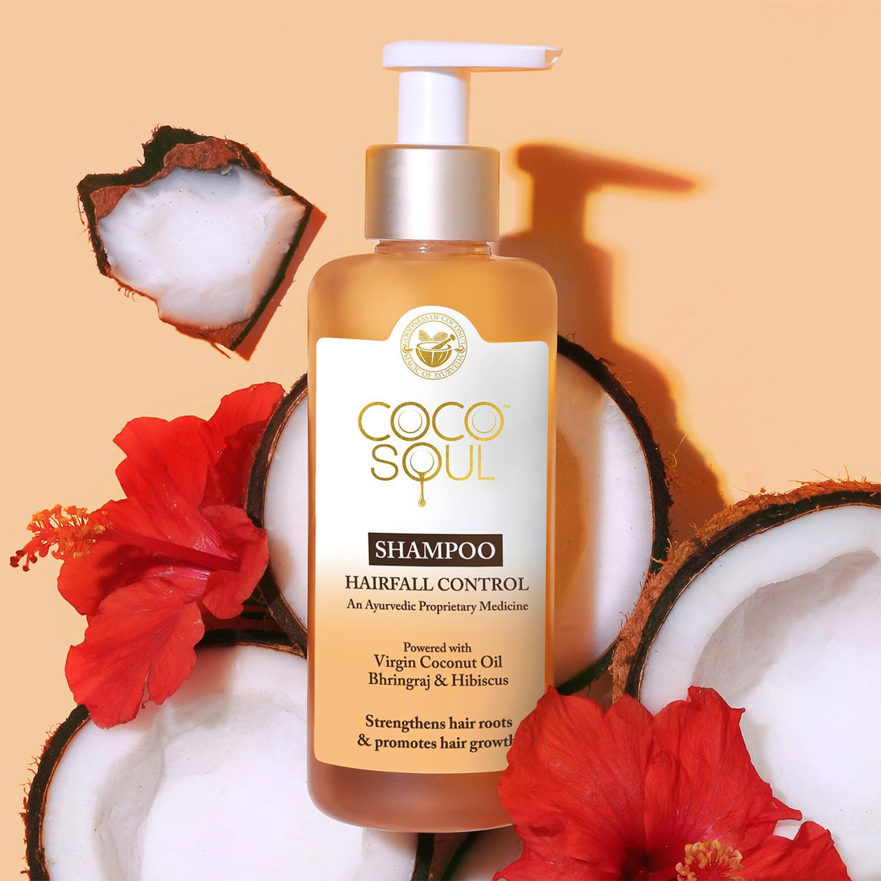 Coco Soul Hair Fall Control Shampoo with Ayurvedic Medicine | 100% Cold Pressed Virgin Coconut | Bhringraj & Hibiscus | Sulphate & Paraben Free | From Makers of Parachute Advansed | 200 ml