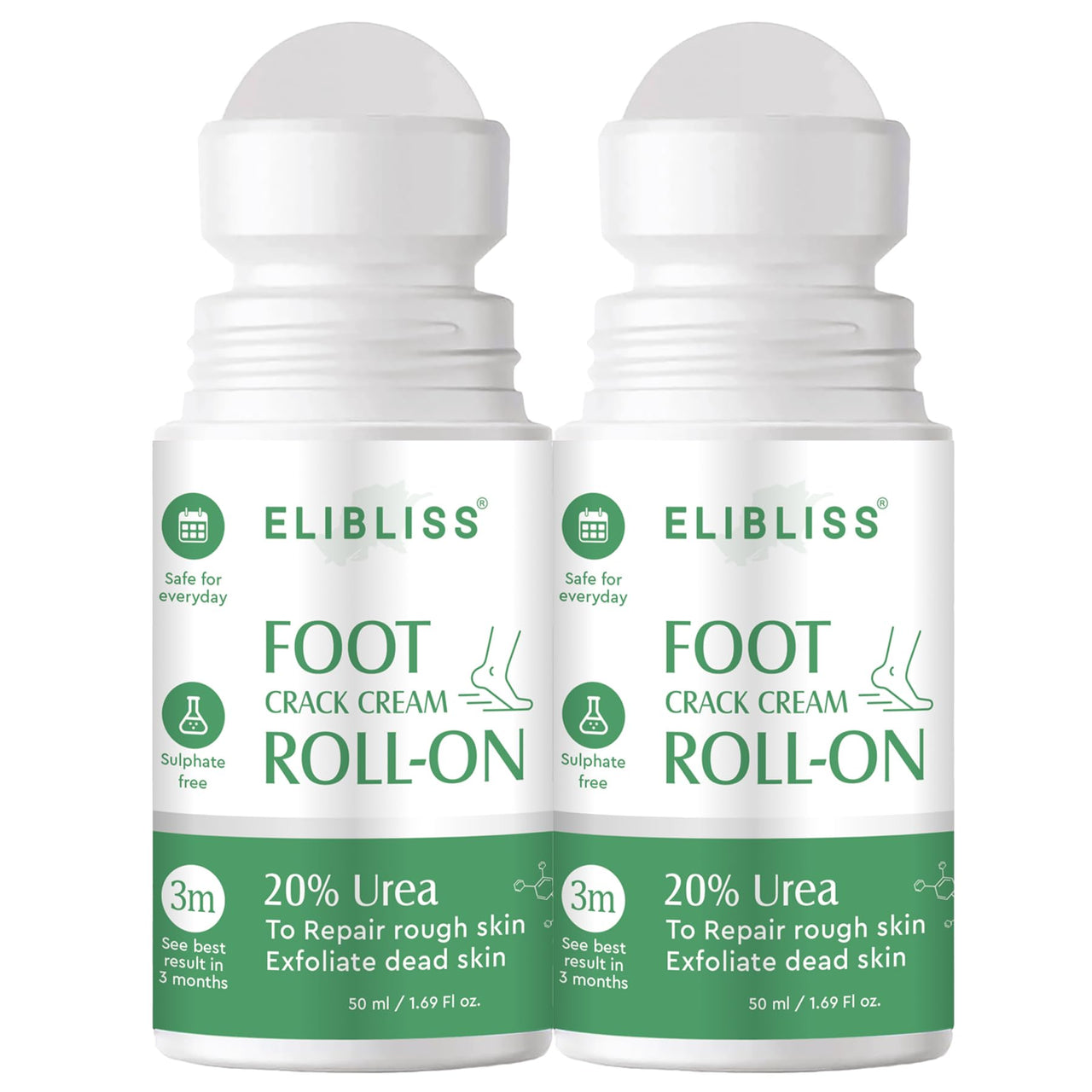 ELIBLISS 20% Urea Foot Crack Cream Roll-On for Restores Smooth Heels, Exfoliating & Repairing | Safe for Everyday Use 50ml Pack of