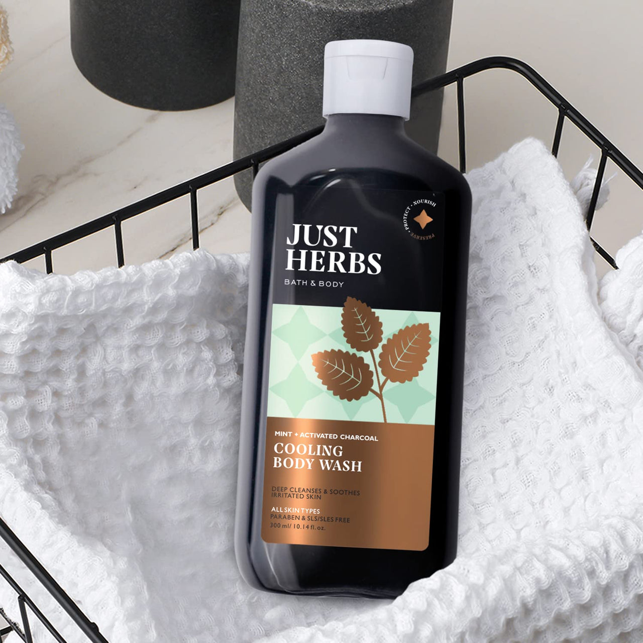 Just Herbs Deep Cleansing Cooling Body Wash 300 ml & Just Herbs Vitamin C Skin Brightening Exfoliating Lime + Liquorice Body Wash for 300 ml Combo
