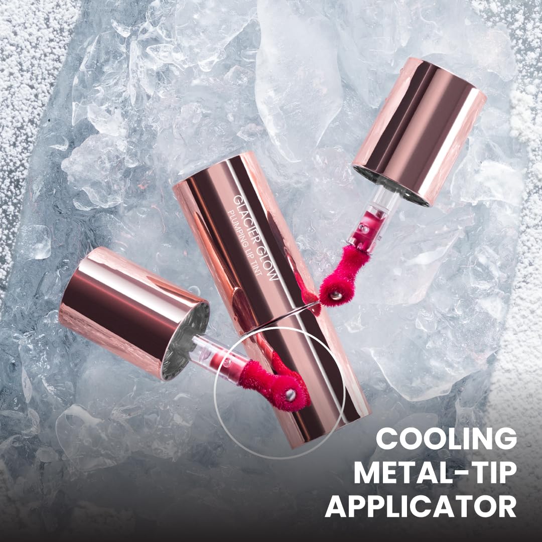 Typsy Beauty Glacier Glow Plumping Lip Tint | High-Shine Glossy Tint with Cooling Metal Tip | Hydrating, Non-Sticky, Long-Lasting | Guava Sorbet | Made in Korea 5.3g
