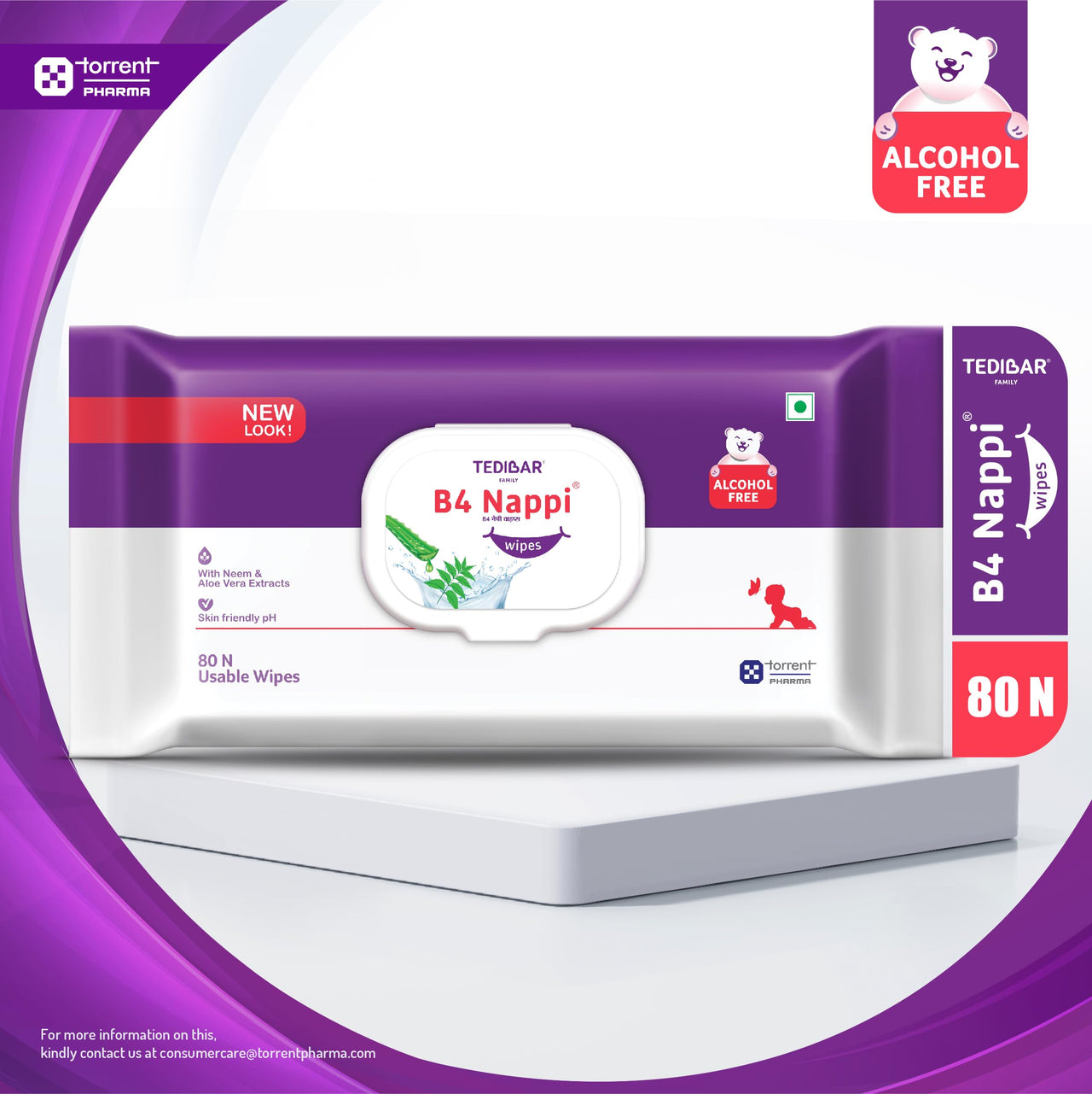 TEDIBAR Combo Pack of Moisturising Baby Bathing Bar 75gx2(Pack of 1) + B4 Nappi Baby Wipes - 30 | Alcohol and Preservative-Free Baby Wipes | Dermatologically Tested - By Torrent Pharma