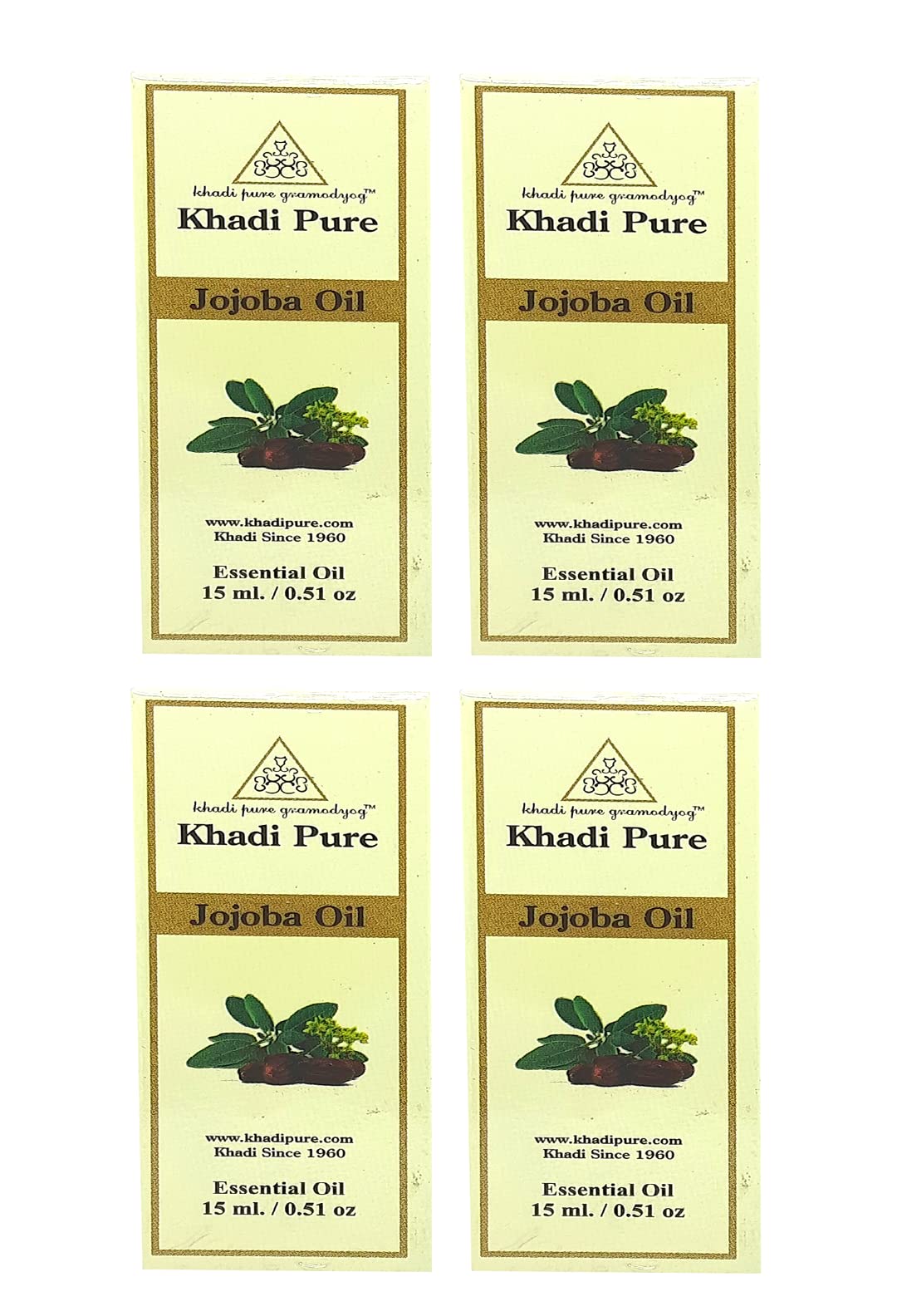 Khadi Pure Herbal Jojoba Essential Oil, 15 ml (Pack of 4)