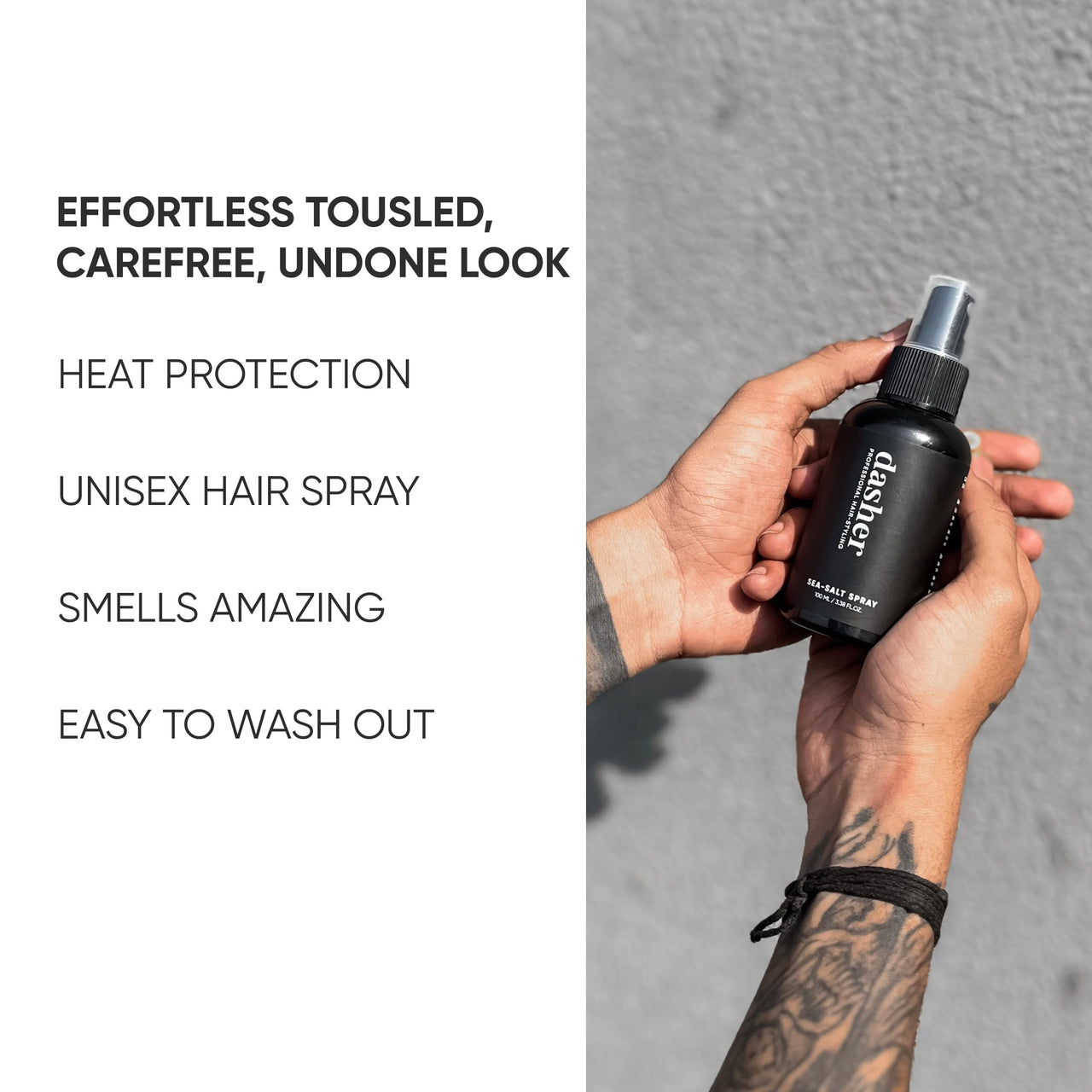 Dasher Sea Salt Spray (100ml) & Hair Styling Cream (100g), Lightweight Cream, Medium Hold Puck, Water-Based, Volumizes & Texturizes Hair, With Bhringraj & Vitamin E