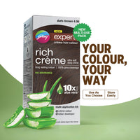 Godrej Expert Rich Crème Hair Colour for Women & Men – NATURAL BROWN Shade 4.00 (50ml + 50g) | No Ammonia | 10x Aloe Vera & 100% Grey Coverage