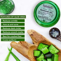 NutriGlow Aloe Vera Gel Great for Face, Hair, Acne, Sunburn, Bug Bites, Rashes, Glowing and Radiant Skin, Hydrating Gel Relieves Itchy & Irritated Skin - Non Sticky, 100gm Each, Pack of 5