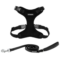 Voyager Step-in Lock Dog Harness w Reflective Dog Leash Combo Set with Neoprene Handle 5ft - Supports Small, Medium and Large Breed Puppies/Cats by Best Pet Supplies - Black, L Harness Leash Set (Black) L (Chest: 20 - 25