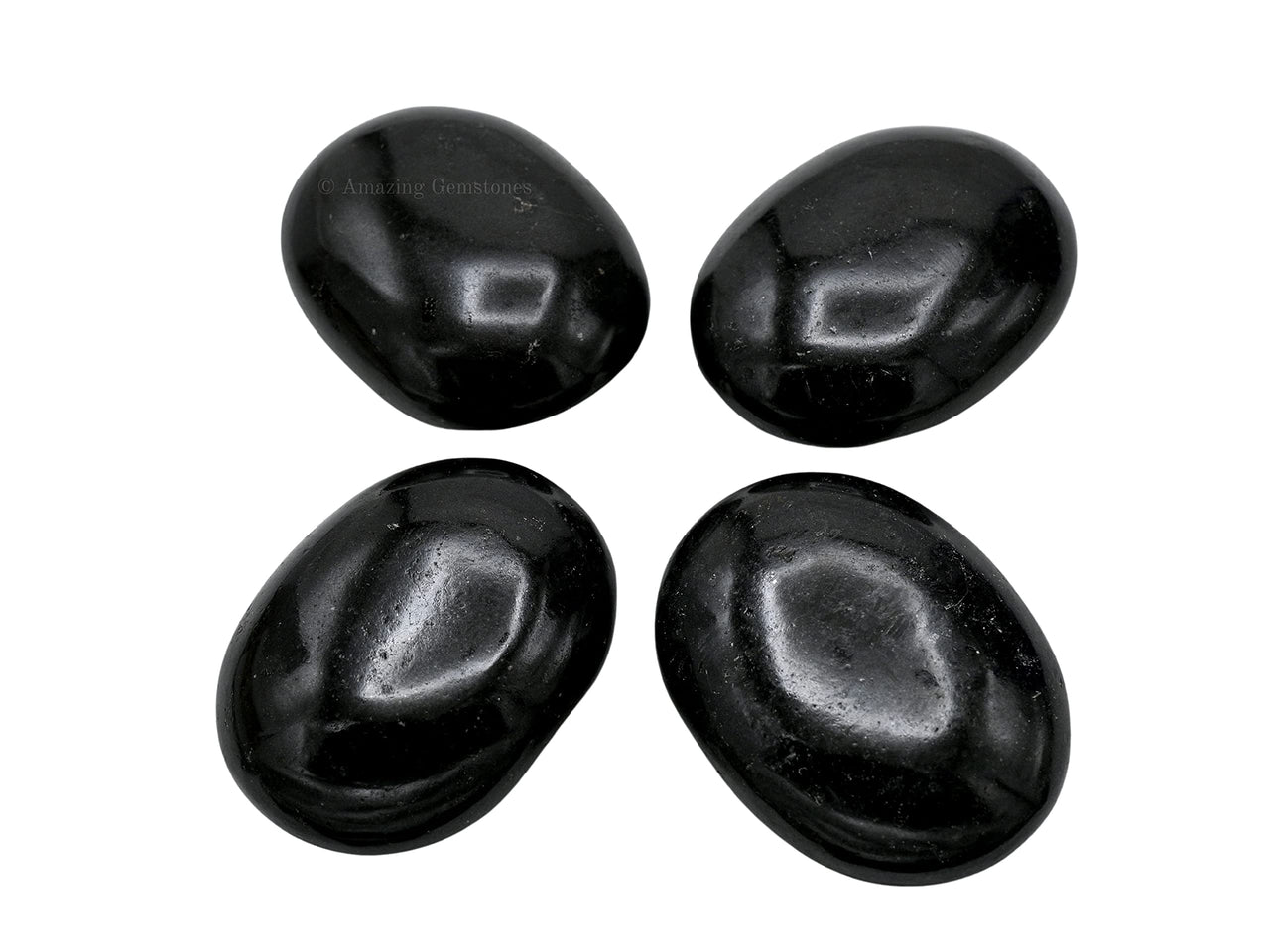 Black Tourmaline Large Palm Stone - Massage Worry Stone for Natural Body Chakra Balancing, Reiki Healing and Crystal Grid Black Tourmaline - Mental (Large)