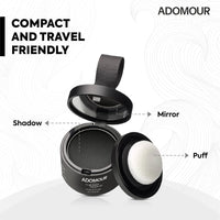 ADOMOUR Root Touchup Powder 4g | Covers Hairline, Grey Roots & Bald Spots Instantly | Sweat & Stain Resistant 24HR | Long Lasting & Natural Finish | Cover Up Hair Powder for Men & Women (Medium Brown)