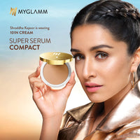 MyGlamm Super Serum Compact - 102W Beige, 9g | Infused With Hyaluronic Acid & Vitamin E | Matte Finish Compact Powder | All Skin Types