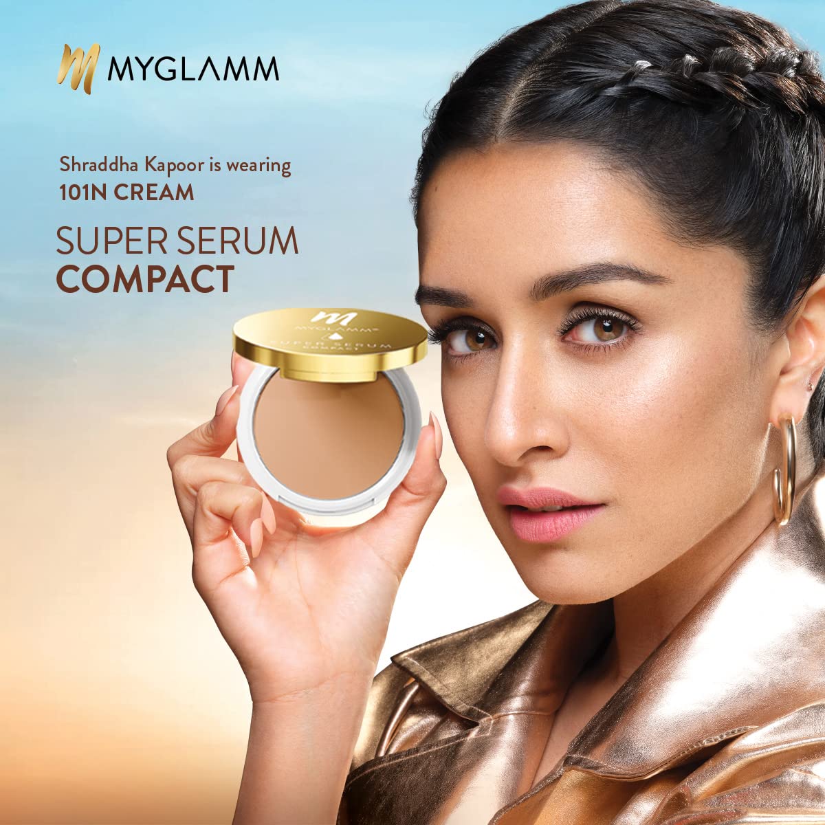 MyGlamm Super Serum Compact,301C, Rose, 9g | Infused With Hyaluronic Acid & Vitamin E | Matte Finish Compact Powder | All Skin Type