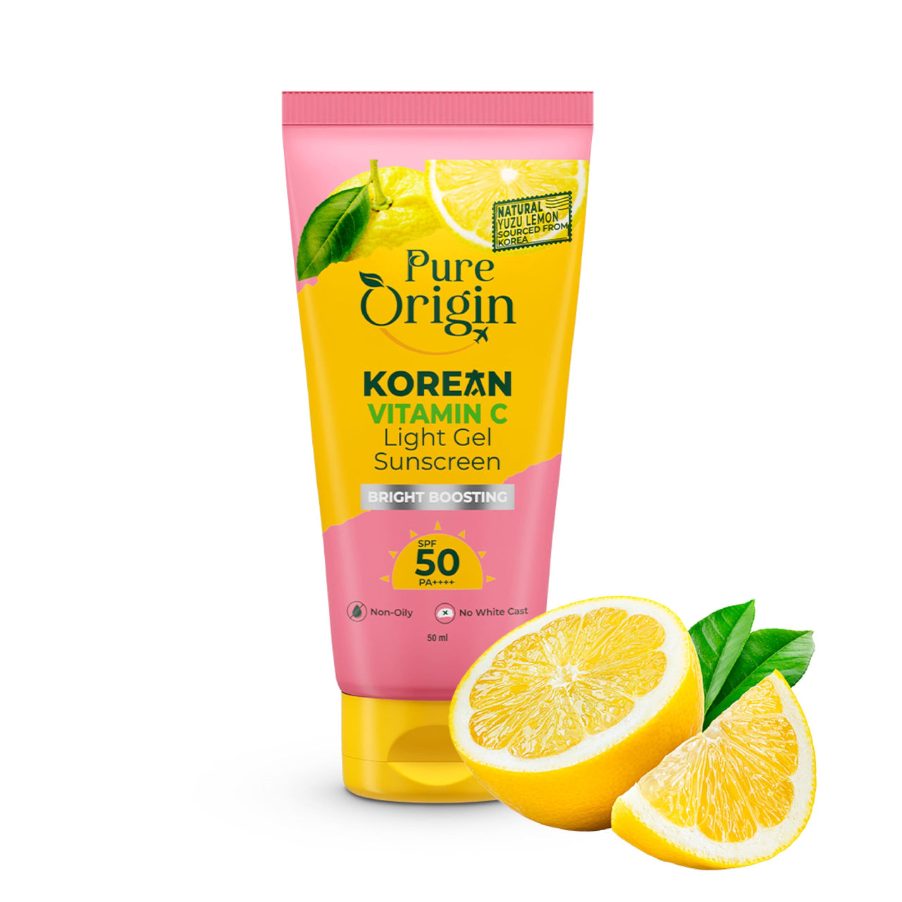 Pure Origin Korean Vitamin C Bright Boosting Light Gel Sunscreen 50 PA++++ & Bright Boosting BB+ Cream Combo | Light Gel Texture sunscreen, No White Cast | Non Irritant | for sun protection | Brighter and Glowing skin | For women and men | For all skin ty