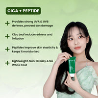 Mirabelle Korea Cica-Pep Intensive Sunscreen SPF 50+ PA++++ | Lightweight & Hydrating | No White Cast | In-Vivo Tested | Koreana Skincare | For Men & Women | For All Skin Types | 50 ml