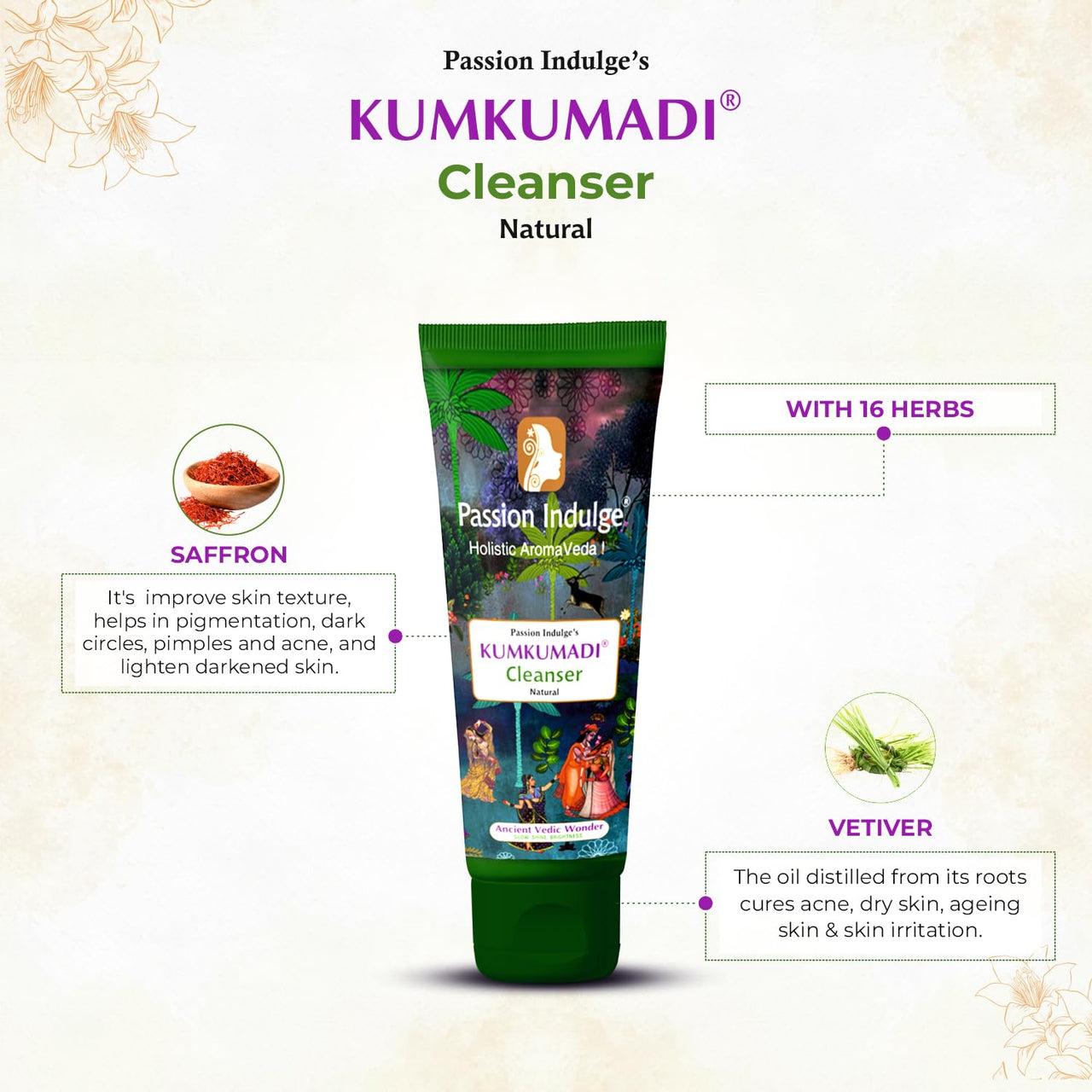 Passion Indulge Kumkumadi Kit-Kumkumadi Natural Handmade Bath Bar, Kumkumadi face Cleanser & Kumkumadi Facial oil