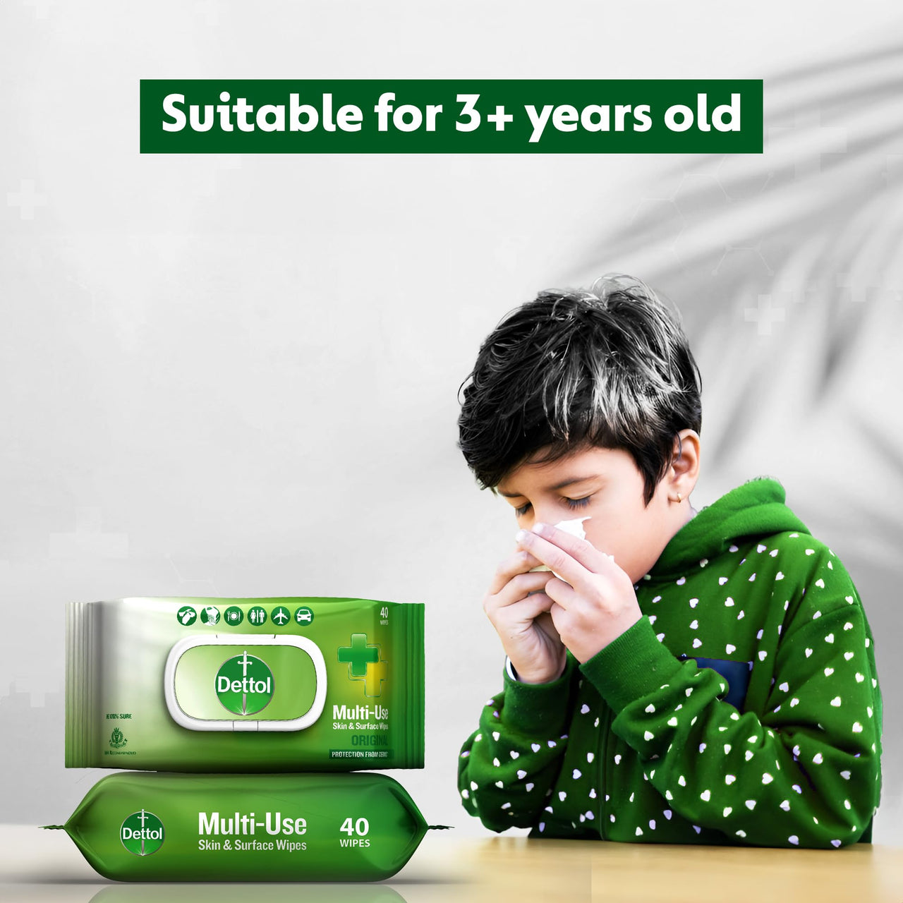 Dettol Germ Protection Wet Wipes for Skin & Surfaces, Original - 40 Count (Pack of 3)|| Moisture-Lock Lid