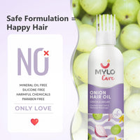 Mylo Care Anti Hair Fall Oil with Onion 200ml, Nature's Best Solution Against Hair Fall with the Goodness of Almond Oil, Coconut Oil, Argan Oil, Amla & Bhringraj, No Silicones, Parabens & Mineral Oil
