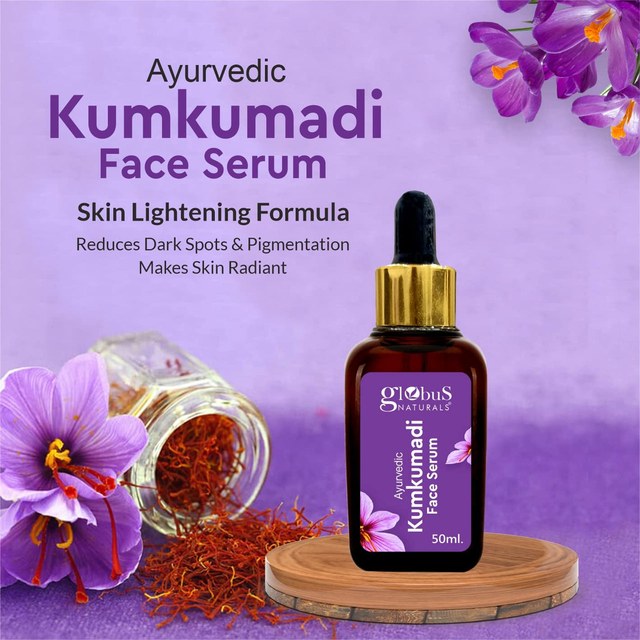 Globus Naturals Kumkumadi Skin Lightening Face Care Combo, Set of 2, Face Cream & Face Serum