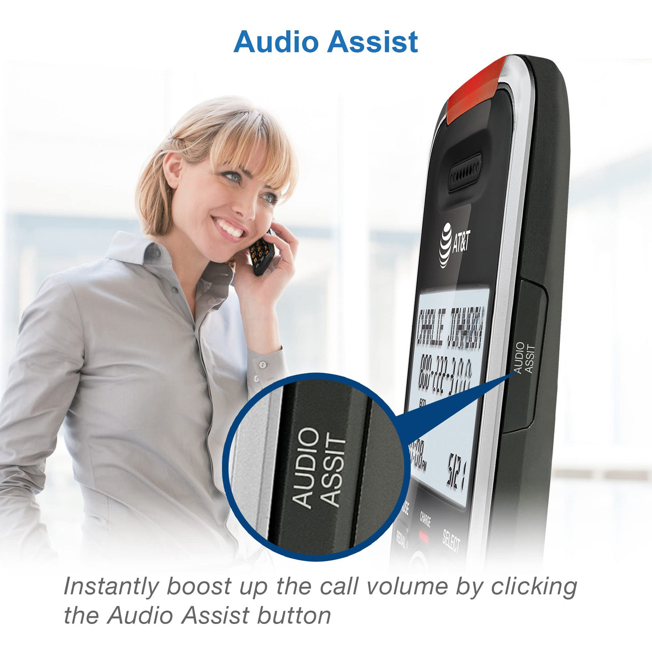 AT&T BL102-2 DECT 6.0 2-Handset Cordless Phone for Home with Answering Machine, Call Blocking, Caller ID Announcer, Audio Assist, Intercom, and Unsurpassed Range, Silver/Black 2 Handset