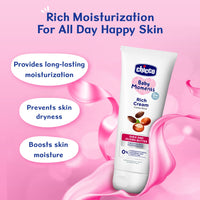 Chicco Baby Moments Rich Cream for Newborn Babies with Shea & Jojoba Butter, 100g| Rich Moisturization and Dryness Prevention |Dermatologically Tested |Phenoxyethanol, Parabens & Lauryl sulphates free