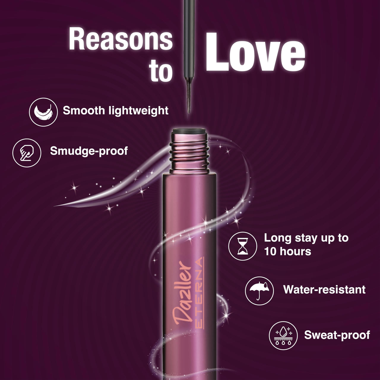 Dazller Eterna Black Eye Combo - Mascara, 15g + Eyeliner, 7.5g, Matte Finish, Water-Proof, Smudge-Proof, Long Stay, Infused with Herbal extracts, Vegan